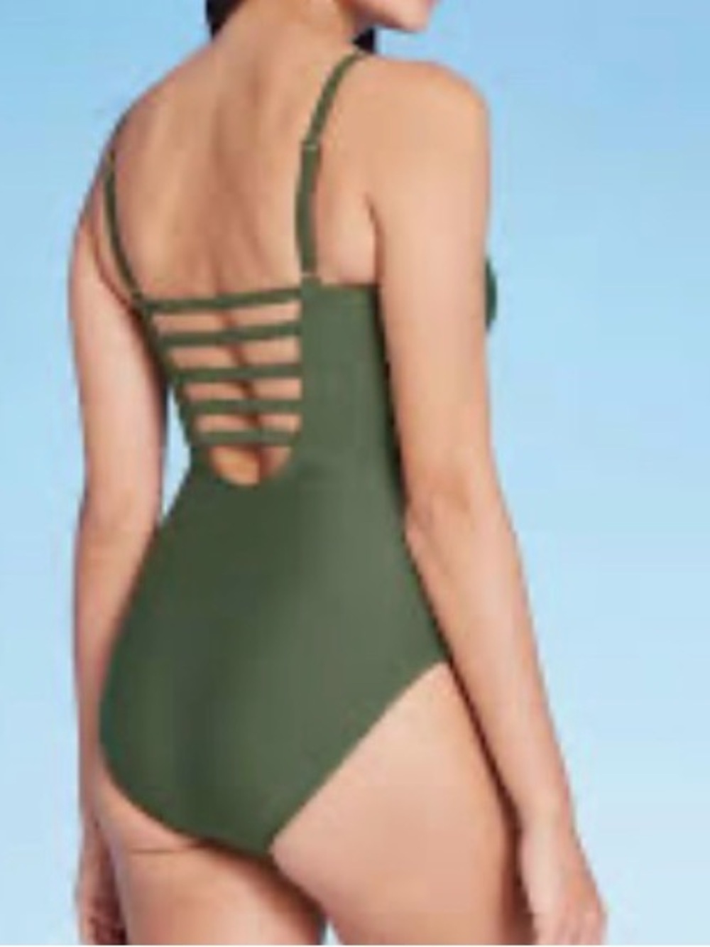 Kona Sol Olive Green One-Piece Swimsuit with Strappy Back size L